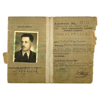 Original WWII German Personalausweis für Nichtdeutsche Verwaltungsdienstangehörige from Radom in Poland 1942