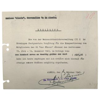 Original WWII German Waffen-SS 'Der Führer' document Groningen/Almelo