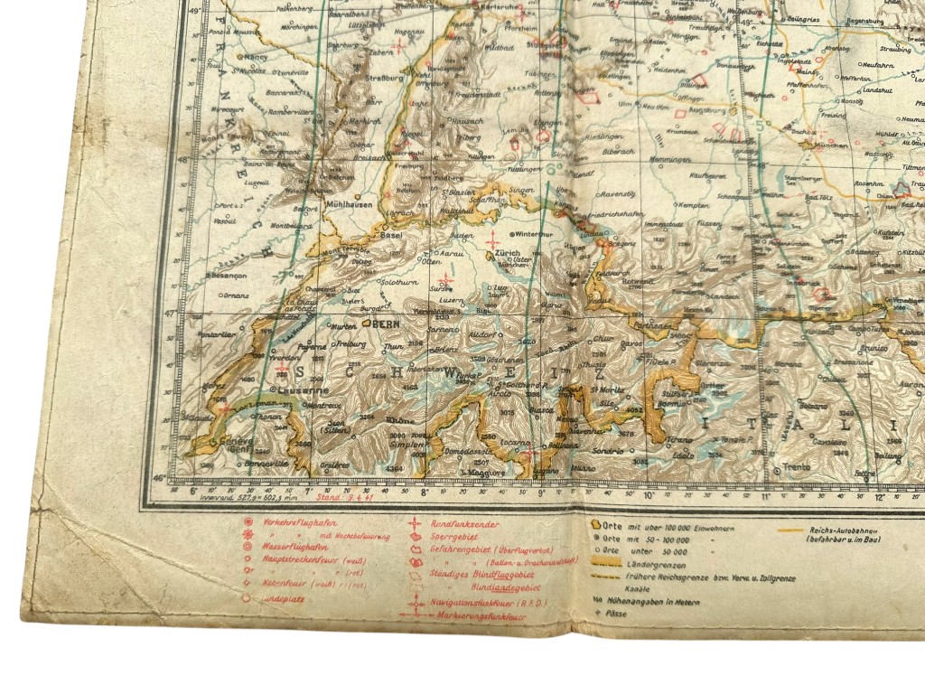 Original 1940 German Luftwaffe aerial navigation map for pilots - Image 4