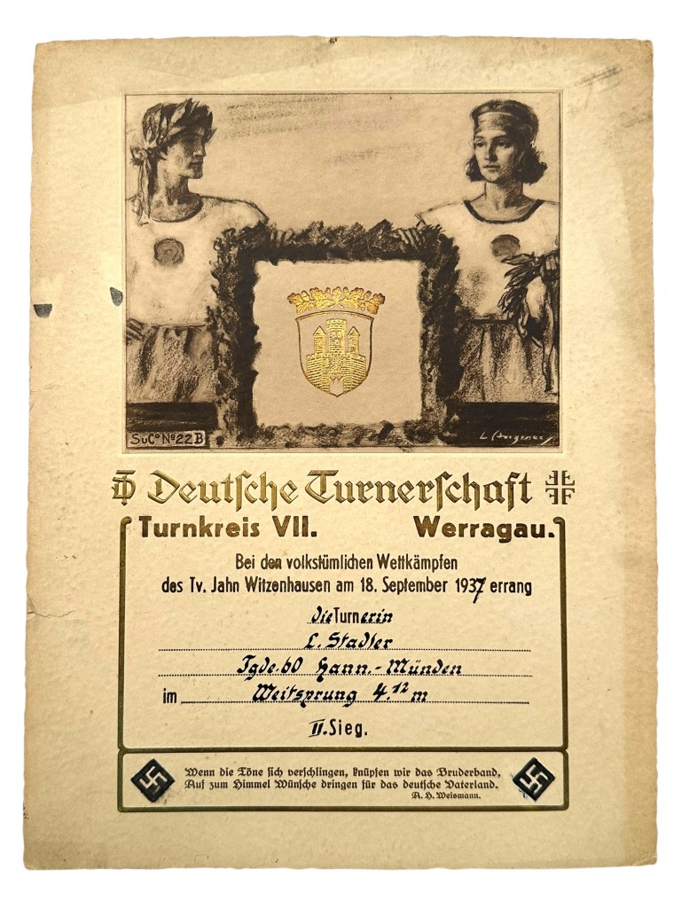 Original 1926-1937 German sports citations grouping Hann. Münden - Image 2
