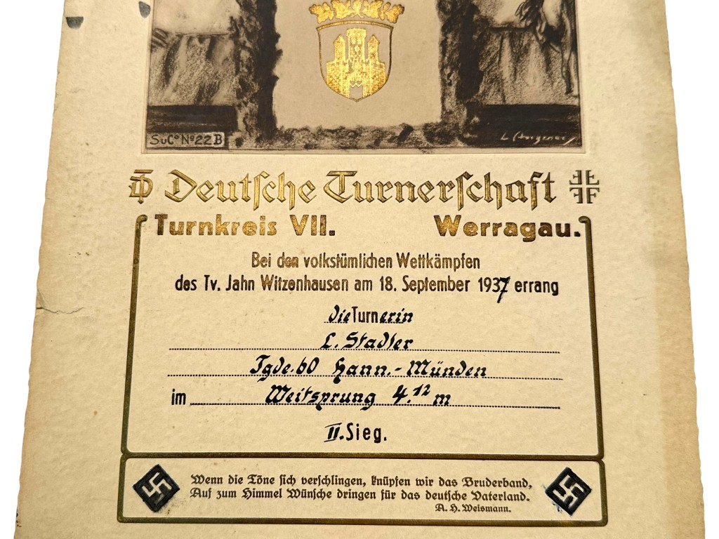 Original 1926-1937 German sports citations grouping Hann. Münden - Image 3