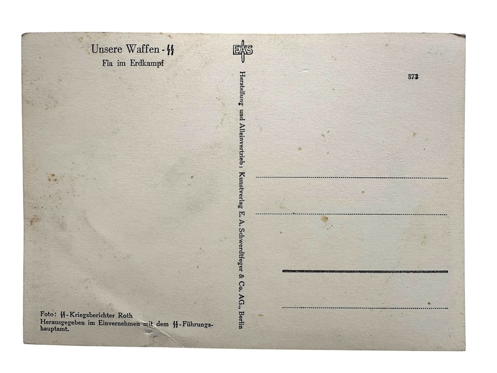 Original WWII German Waffen-SS postcard 'Flak im Erdkamp' - Image 3