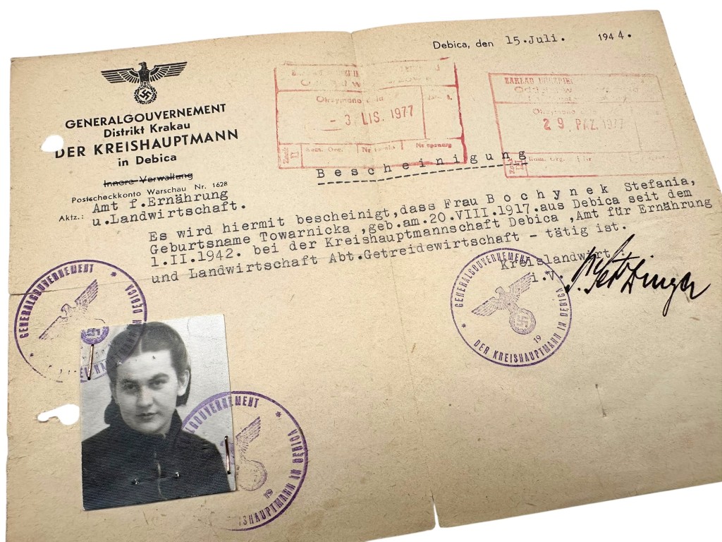 Original WWII German/Polish set Identity cards Debica and Krakow 1944 - Image 3