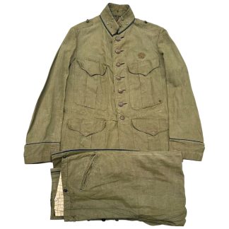 Origineel Nederlands leger zomeruniform jaren 20 kapitein infanterie jas en broek Hogere Krijgsschool embleem Deventer productie