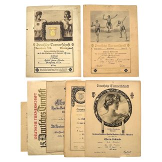 Original German sports certificates 1926 1937 Deutsche Turnerschaft documents set historical collectible