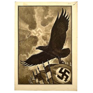 Original Deutsche Reichspost telegram 1934 with Hans Bastanier illustration eagle flag Potsdam Garrison Church March 21 1933