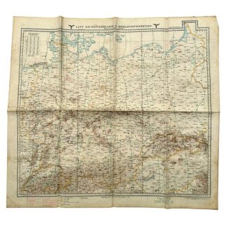 Original WW2 Luftwaffe navigation map 1940 German pilot aviation navigation chart water resistant military map