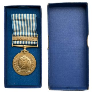 Original United Nations Korean War medal 1950-1954 with Korea clasp in presentation box UN decoration Korean War militaria collectible