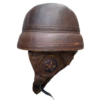 Originele Franse luchtmacht vliegerhelm pre 1940 gedragen door Nederlandse Luchtvaartafdeeling piloten leren vlieghelm vliegerhelm militaria