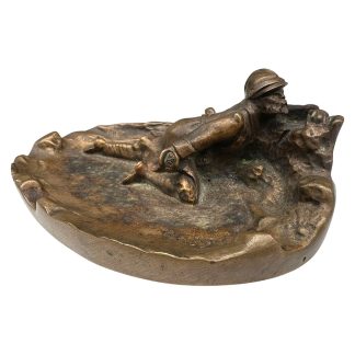 WW1 French trench art ashtray bronze French soldier sculpture World War 1 militaria