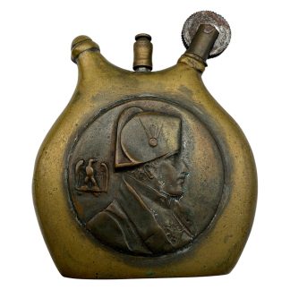 Original French WW1 brass lighter with soldier relief, unique trench art collectible from the First World War period