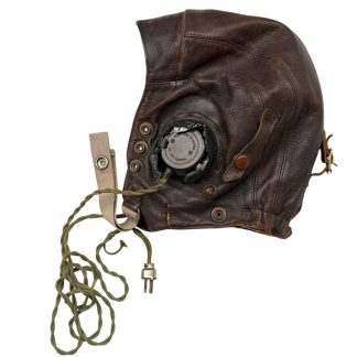 Original British RAF flight cap WWII leather flying helmet Multitone Electric London headset aviation militaria collectible