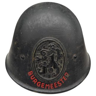 Originele Nederlandse Luchtbeschermingsdienst burgemeester helm WO2 met wapenschild civiele verdediging zeldzaam verzamelobject