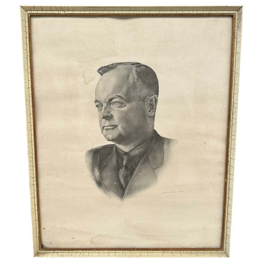 Original WWII Dutch NSB framed poster of NSB leader Anton Mussert