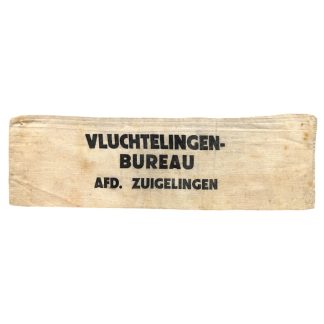 Originele Nederlandse vluchtelingenbureau armband afdeling zuigelingen Tweede Wereldoorlog Joodse vluchtelingen textiel identificatieband Nederland WO2