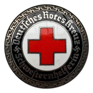 WWII German DRK Schwesternhelferin badge Deutsches Rotes Kreuz Red Cross nurse helper enamel pin