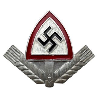 Original German Reich Labour Service RAD metal cap badge WWII F&B maker marked German militaria collectible