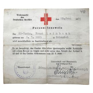 Original WWII German SS-Sanitäter Personalausweis