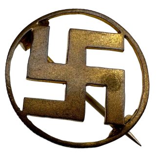 Original German swastika sympathizer pin Third Reich 1933-1945 political badge WWII Germany