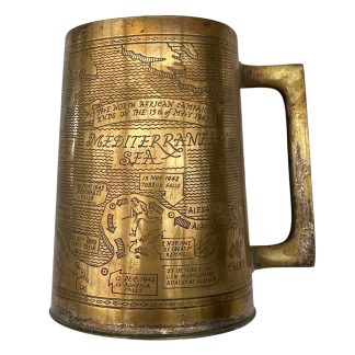 Original WWII US brass beer mug North-Africa campaign 1942-1943 - militaria