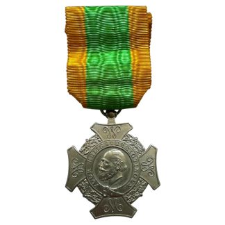 Originele pre-1940 Nederlands leger Voor Krijgsverrichtingen medaille met groen geel lint koning Willem III militaire onderscheiding militaria verzamelobject