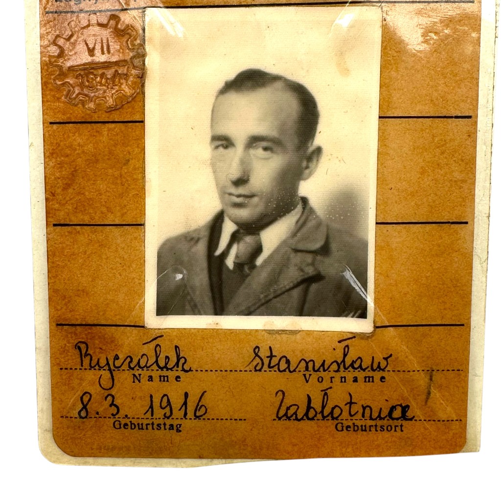 Original WWII German-Polish Werk-Ausweis Warschauer Vereinigte Maschinenfabriken G.m.b.H. (Wavema) in Warschau in Poland 1944 - Image 3