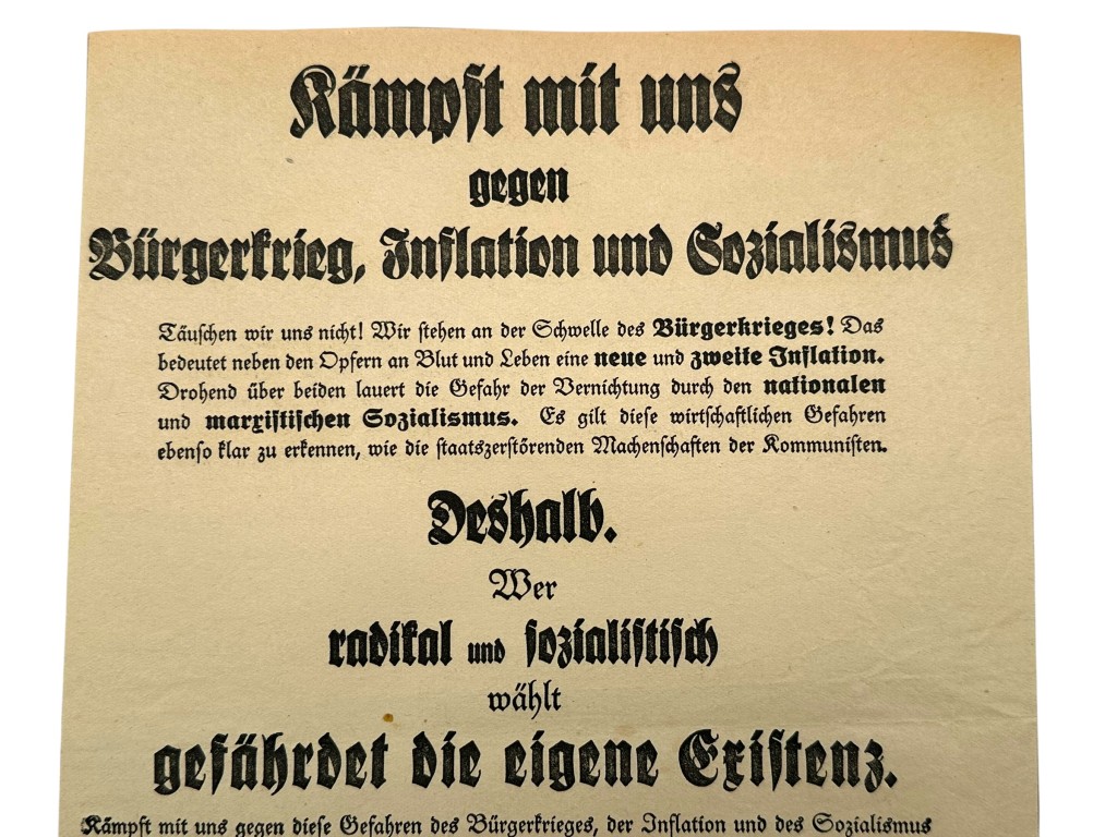 Original 1923-1924 German Deutsche Volkspartei elections poster - Image 2
