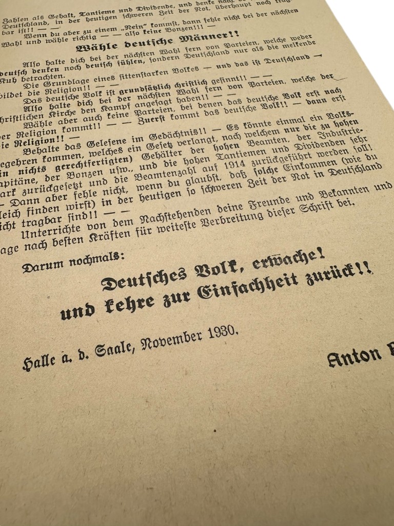Original 1930 German NSDAP early propaganda brochure 'Wählt Hitler Deutsches Volk erwache' - Image 3