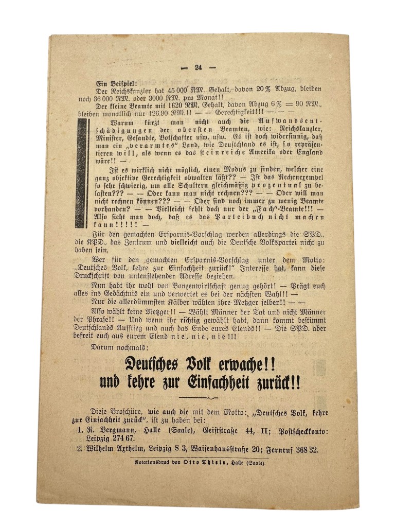 Original 1930 German NSDAP early propaganda brochure 'Wählt Hitler Deutsches Volk erwache' - Image 9