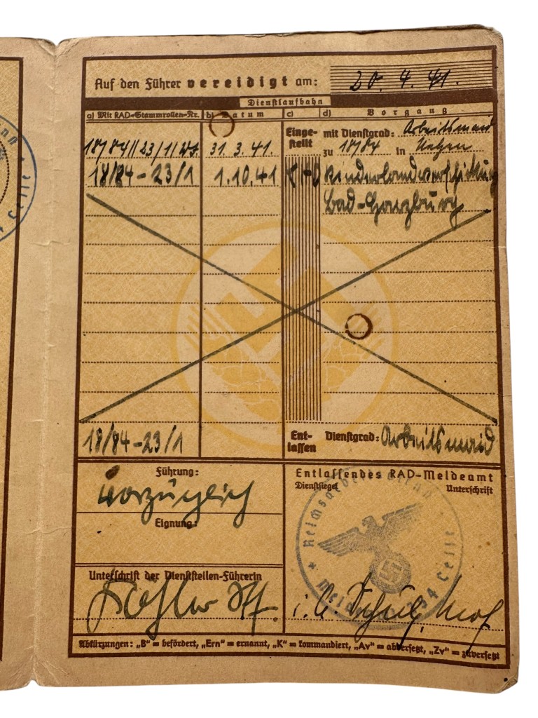 Original WWII German Reichsarbeitsdienst female pass Holzminden - Image 4