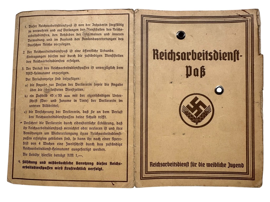 Original WWII German Reichsarbeitsdienst female pass Holzminden - Image 5