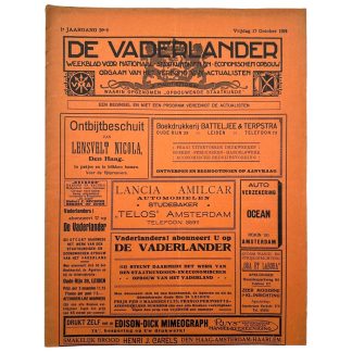 Origineel De Vaderlander weekblad 1924 Verbond van Actualisten Nederland zeldzaam fascistisch historisch document verzamelobject.