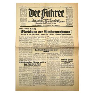 Original 1930 German NSDAP newspaper 'Der Führer' Karlsruhe