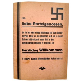 Seltene originale deutsche NSDAP Broschüre 1931 Holzminden Propaganda Heft mit historischen Texten und Anzeigen.