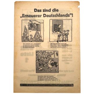 Original rare anti NSDAP flyer 1932 SPD election propaganda Germany Braun Severing caricatures