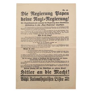 Original 1932 German NSDAP early propaganda leaflet 'Hitler an die Macht!'