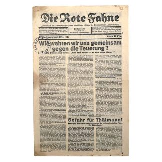 Original 1935 German communist newspaper 'Die Rote Fahne'