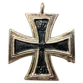 Original 1914 German Iron Cross miniature EK2 pendant black silver crown WW1 award militaria collector item.