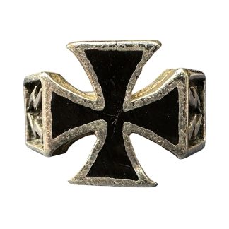 Origineel WW1 Duitse zilveren ring IJzeren Kruis zwart ingelegd militair verzamelobject Eerste Wereldoorlog