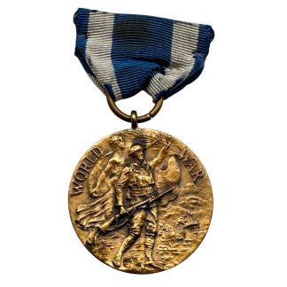 Original WW1 New York State World War Service Medal 1917 1919 with ribbon and serial number 68217 American award.