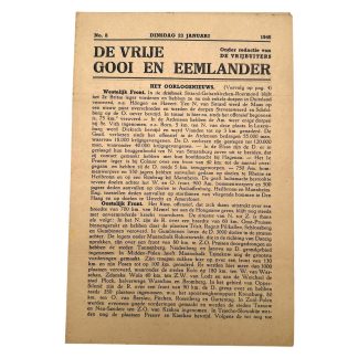 Originele WWII verzetskrant De Vrije Gooi en Eemlander 23 januari 1945 oorlogsnieuws Nederland verzetsdrukwerk