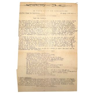 Originele WWII verzetskrant De Vrije Gooi en Eemlander 28 april 1945 taak der vrouwen bevrijding Nederland drukwerk