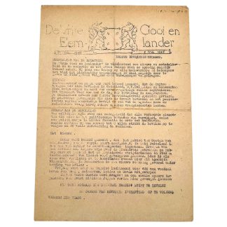 Originele WWII verzetskrant De Vrije Gooi en Eemlander 5 mei 1945 eerste bevrijdingsnummer Nederland drukwerk