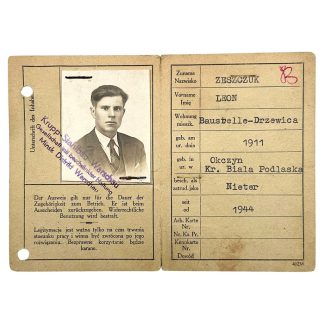 Original WWII German Betrieb-Ausweis Baustelle Drzewica - Krupp Stahlbau Warsaw in Poland