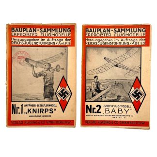 Originele WWII Duitse Hitlerjugend zweefvliegtuig modelbouwtekeningen Bauplan-Sammlung met Jeugdstorm stempels Nederland