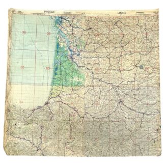 Original WWII German Luftwaffe Fliegerkarte Bordeaux - Limoges - Biarritz - France