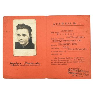 Original WWII German Ostbau Ausweis Krakow - Lemberg in Poland 1944