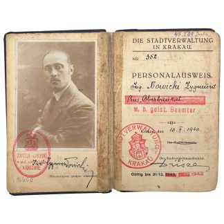 Original WWII German-Polish Personalausweis Stadtverwaltung Krakow in Poland