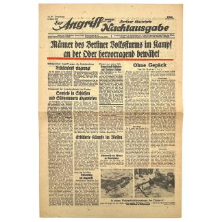Original WWII German newspaper “Der Angriff – Berliner illustrierte Nachtausgabe” issued on March 3, 1945 in Berlin