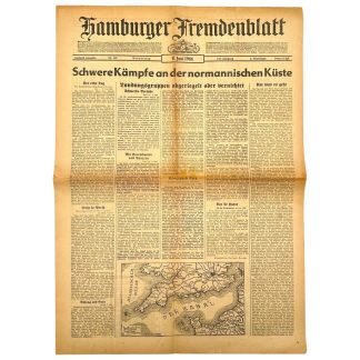 Original WWII German newspaper Hamburger Fremdenblatt - Invasion in Normandy - D-Day